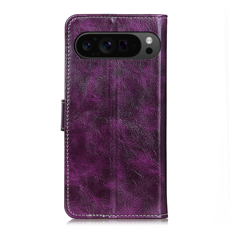 For Google Pixel 9 Pro Retro Crazy Horse Texture Flip Leather Phone Case(Purple) - Google Cases by buy2fix | Online Shopping UK | buy2fix