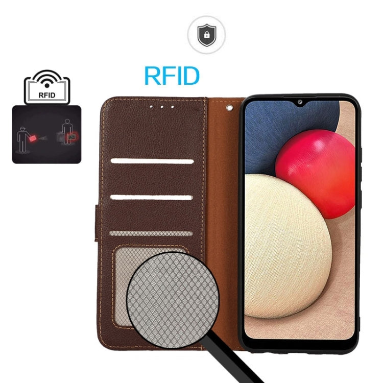 For Google Pixel 9 KHAZNEH Litchi Texture Leather RFID Phone Case(Brown) - Google Cases by buy2fix | Online Shopping UK | buy2fix