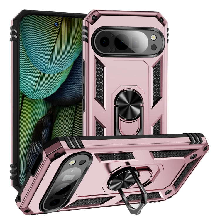 For Google Pixel 9 Shockproof TPU + PC Phone Case with Holder(Rose Gold) - Google Cases by buy2fix | Online Shopping UK | buy2fix