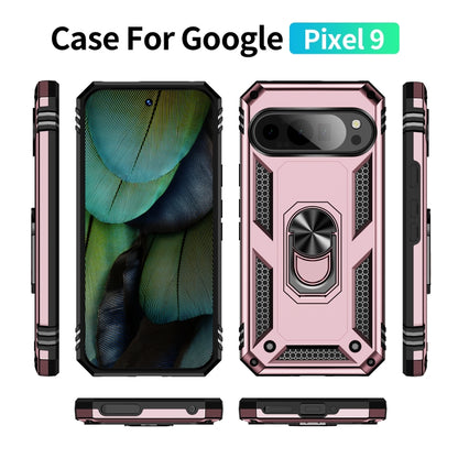 For Google Pixel 9 Shockproof TPU + PC Phone Case with Holder(Rose Gold) - Google Cases by buy2fix | Online Shopping UK | buy2fix