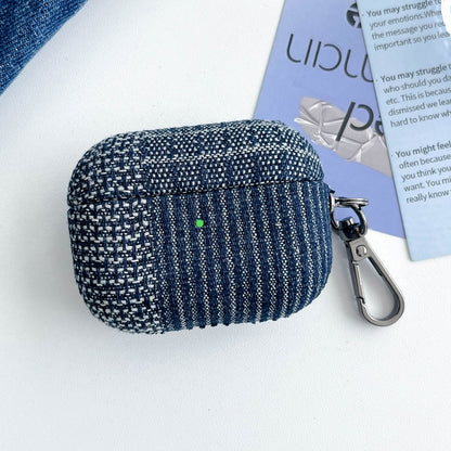 For AirPods 3 Stitching Denim Cloth Bluetooth Earphone Protective Case(Grid) - For AirPods 3 by buy2fix | Online Shopping UK | buy2fix