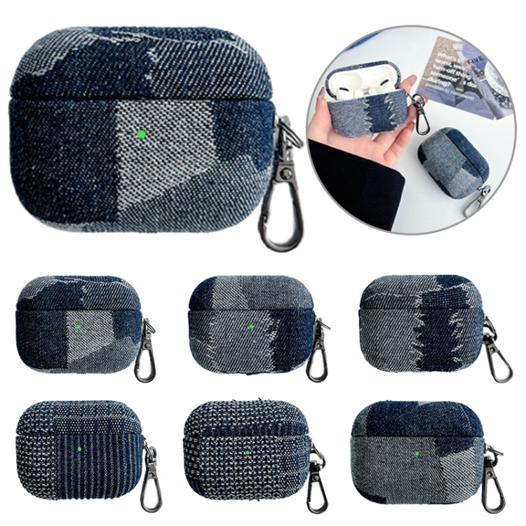 For AirPods Pro 2 Stitching Denim Cloth Bluetooth Earphone Protective Case(Light Color Irregular) - For AirPods Pro 2 by buy2fix | Online Shopping UK | buy2fix