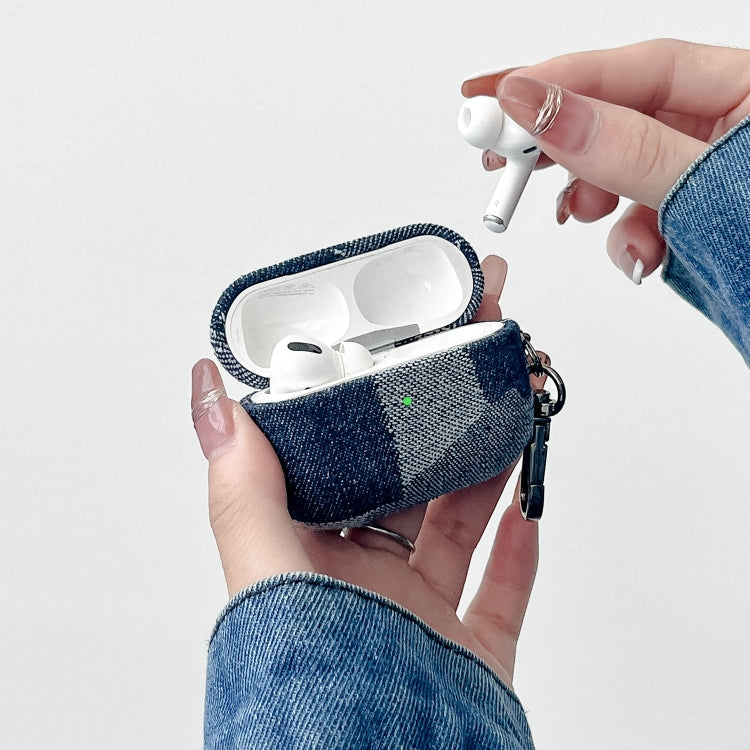 For AirPods Pro Stitching Denim Cloth Bluetooth Earphone Protective Case(Rhombus) - For AirPods Pro by buy2fix | Online Shopping UK | buy2fix