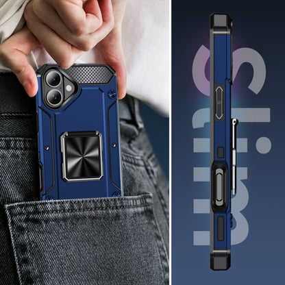 For iPhone 16 Shockproof Metal Holder Phone Case(Blue) - iPhone 16 Cases by buy2fix | Online Shopping UK | buy2fix