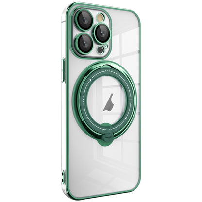 For iPhone 13 Pro Max Electroplating MagSafe 360 Degree Rotation Holder Shockproof Phone Case(Dark Green) - iPhone 13 Pro Max Cases by buy2fix | Online Shopping UK | buy2fix
