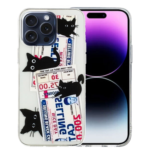 For iPhone 16 Pro Max Colorful Painting Pattern TPU Phone Case(Black Cat) - iPhone 16 Pro Max Cases by buy2fix | Online Shopping UK | buy2fix