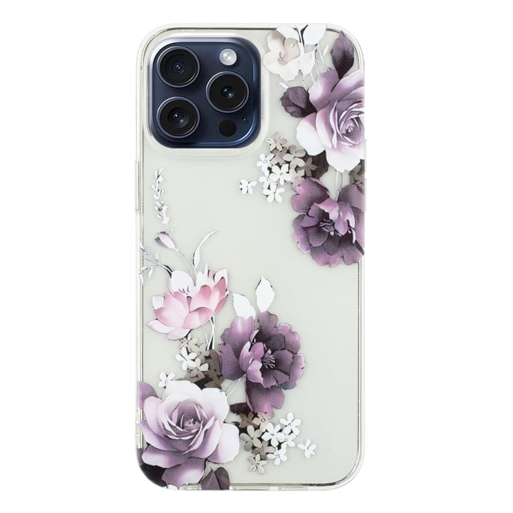 For iPhone 16 Pro Colorful Painting Pattern TPU Phone Case(Peony) - iPhone 16 Pro Cases by buy2fix | Online Shopping UK | buy2fix