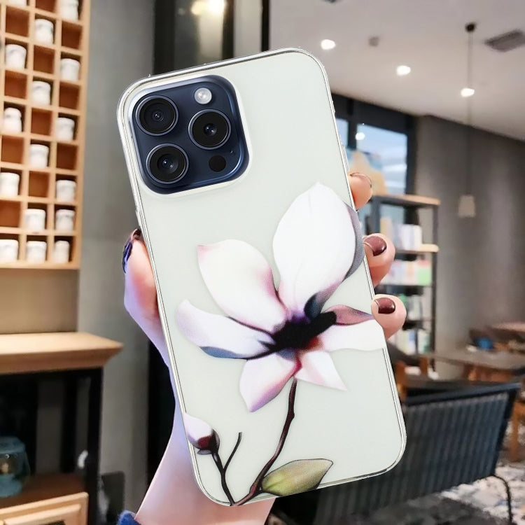 For iPhone 16 Pro Colorful Painting Pattern TPU Phone Case(White Flowers) - iPhone 16 Pro Cases by buy2fix | Online Shopping UK | buy2fix