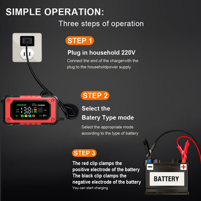 FOXSUR 7A 12V Car / Motorcycle Smart Battery Charger, Plug Type:US Plug(Red) - Battery Charger by FOXSUR | Online Shopping UK | buy2fix