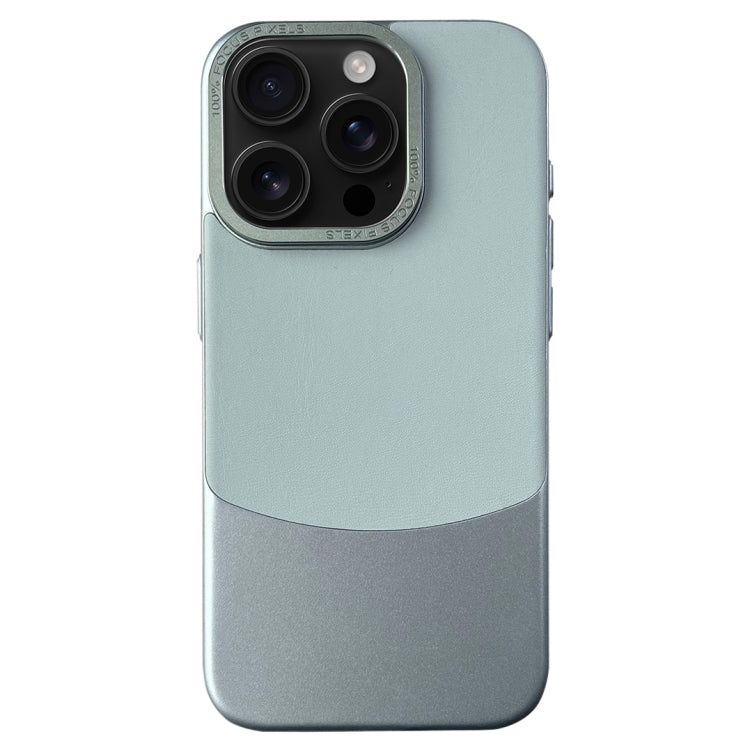 For iPhone 16 Pro Max Napa Texture PC + Leather Phone Case(Cyan) - iPhone 16 Pro Max Cases by buy2fix | Online Shopping UK | buy2fix