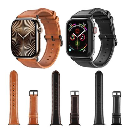 For Apple Watch SE 40mm DUX DUCIS Business Genuine Leather Watch Strap(Coffee) - Watch Bands by DUX DUCIS | Online Shopping UK | buy2fix