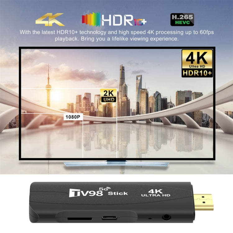 TV98 Rockchip 3228A Quad Core 4K HD Bluetooth Android TV Stick, RAM:2GB+16GB(EU Plug) - Android TV Sticks by buy2fix | Online Shopping UK | buy2fix