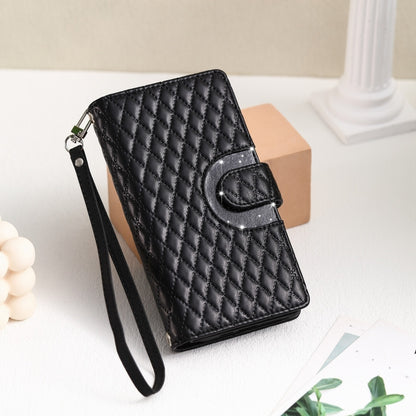 For Google Pixel 7 Pro 5G Glitter Lattice Zipper Wallet Leather Phone Case(Black) - Google Cases by buy2fix | Online Shopping UK | buy2fix