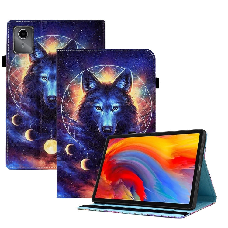 For Lenovo Tab M11 / Xiaoxin Pad 11 2024 Colored Drawing Stitching Elastic Band Leather Smart Tablet Case(Space Wolf) - Lenovo by buy2fix | Online Shopping UK | buy2fix