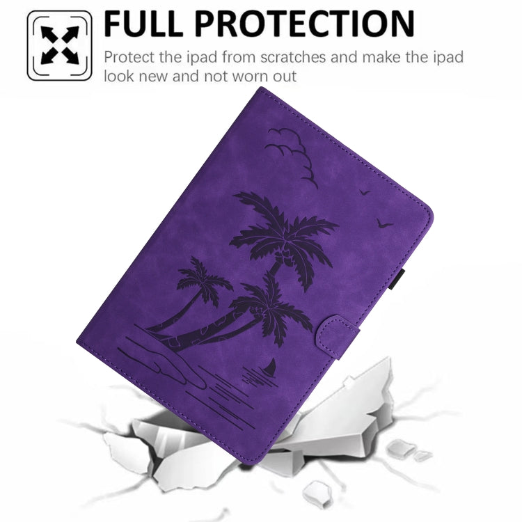 For Samsung Galaxy Tab A9+ X210/X216 Coconut Tree Embossed Smart Leather Tablet Case(Purple) - Galaxy Tab A9+ by buy2fix | Online Shopping UK | buy2fix