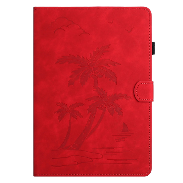 For Samsung Galaxy Tab S7 T870/T875 Coconut Tree Embossed Smart Leather Tablet Case(Red) - Galaxy Tab S7 by buy2fix | Online Shopping UK | buy2fix