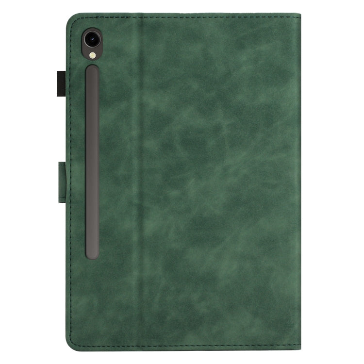 For Samsung Galaxy Tab S9 X710/X716B/X718U Coconut Tree Embossed Smart Leather Tablet Case(Green) - Galaxy Tab S9 Cases by buy2fix | Online Shopping UK | buy2fix