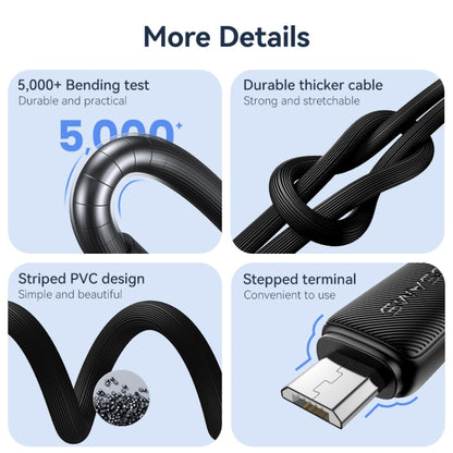 USAMS US-SJ690 USB to Micro USB 2A Striped Fast Charge Data Cable, Length:1m(Pink) - Micro USB Cable by USAMS | Online Shopping UK | buy2fix