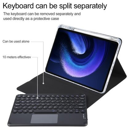 For Xiaomi Pad 6 Round Button Bluetooth Keyboard Rotatable Holder Leather Case with Touchpad(Black) - Others Keyboard by buy2fix | Online Shopping UK | buy2fix