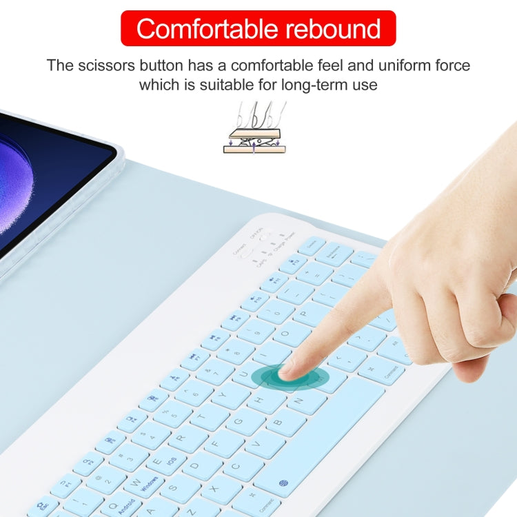 For Xiaomi Pad 6 Square Button Bluetooth Keyboard Rotatable Holder Leather Case(Sky Blue) - Others Keyboard by buy2fix | Online Shopping UK | buy2fix