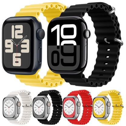 For Apple Watch SE 2022 44mm ZGA Ocean Silicone Watch Band(Yellow) - Watch Bands by ZGA | Online Shopping UK | buy2fix