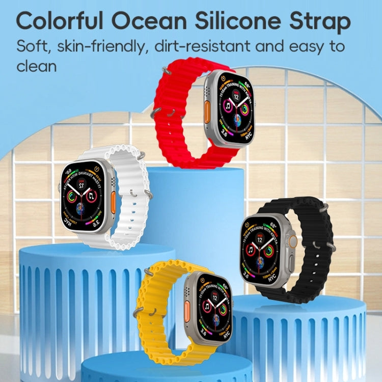 For Apple Watch SE 44mm ZGA Ocean Silicone Watch Band(White) - Watch Bands by ZGA | Online Shopping UK | buy2fix