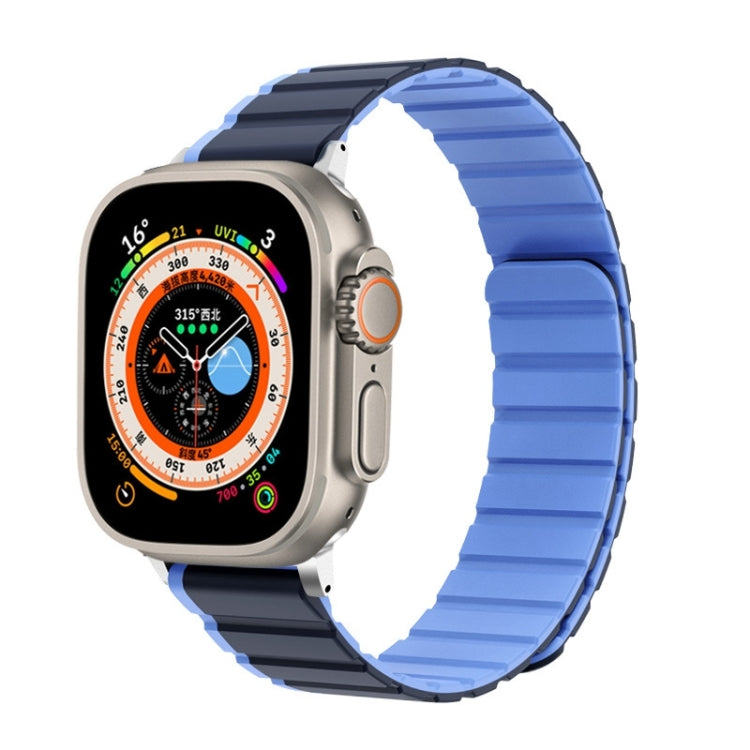 For Apple Watch Ultra 2 49mm ZGA Two Color Magnetic Silicone Watch Band(Dark Blue+Light Blue) - Watch Bands by ZGA | Online Shopping UK | buy2fix