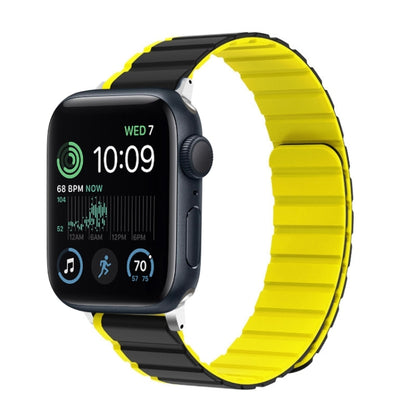 For Apple Watch SE 2022 44mm ZGA Two Color Magnetic Silicone Watch Band(Grey+Yellow) - Watch Bands by ZGA | Online Shopping UK | buy2fix