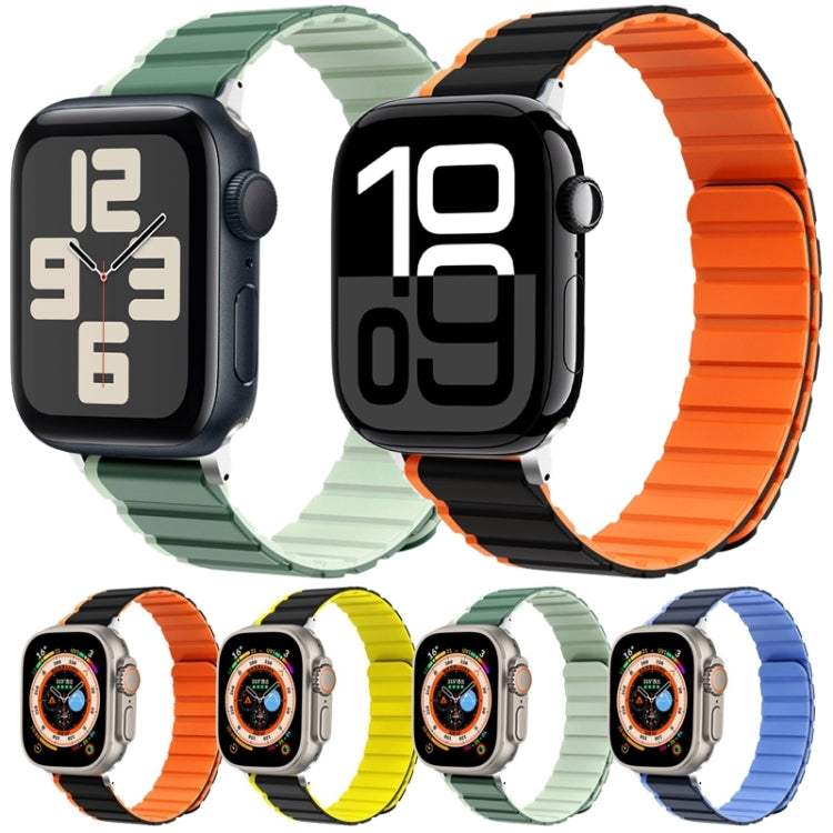 For Apple Watch 42mm ZGA Two Color Magnetic Silicone Watch Band(Black+Orange) - Watch Bands by ZGA | Online Shopping UK | buy2fix