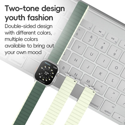 For Apple Watch SE 2022 44mm ZGA Two Color Magnetic Silicone Watch Band(Dark Green+Light Green) - Watch Bands by ZGA | Online Shopping UK | buy2fix