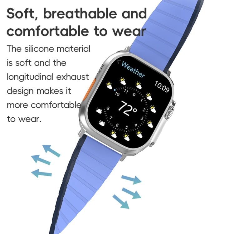 For Apple Watch Series 2 42mm ZGA Two Color Magnetic Silicone Watch Band(Dark Blue+Light Blue) - Watch Bands by ZGA | Online Shopping UK | buy2fix