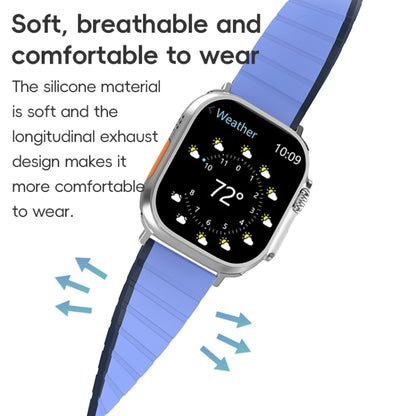 For Apple Watch Ultra 2 49mm ZGA Two Color Magnetic Silicone Watch Band(Dark Blue+Light Blue) - Watch Bands by ZGA | Online Shopping UK | buy2fix