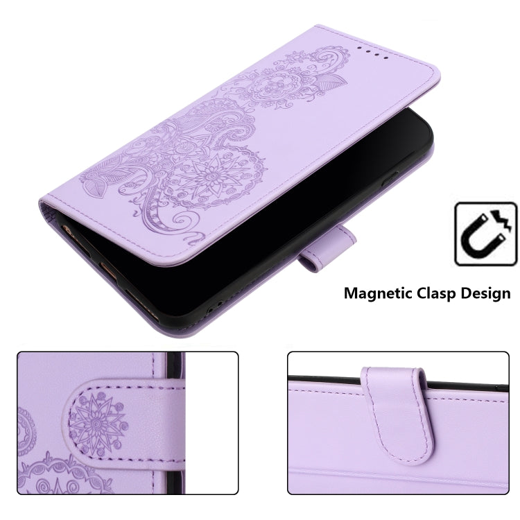 For iPhone SE 2024 Datura Flower Embossed Flip Leather Phone Case(Purple) - More iPhone Cases by buy2fix | Online Shopping UK | buy2fix