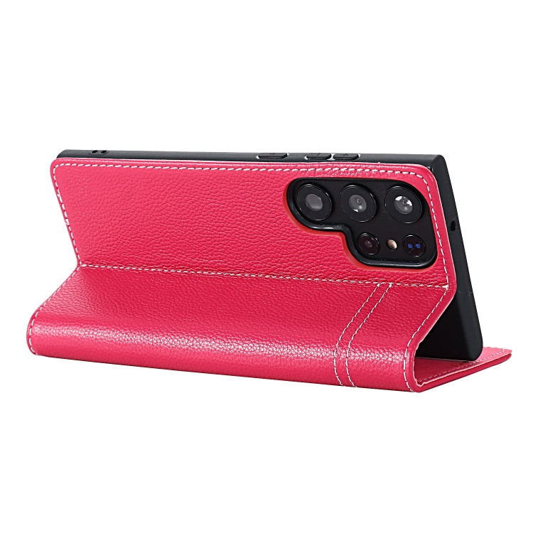 For Samsung Galaxy S24 5G GEBEI Top-grain Horizontal Flip Leather Phone Case(Rose Red) - Galaxy S24 5G Cases by GEBEI | Online Shopping UK | buy2fix