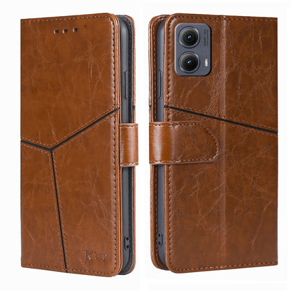 For Motorola Edge 5G 2024 Geometric Stitching Leather Phone Case(Light Brown) - Motorola Cases by buy2fix | Online Shopping UK | buy2fix