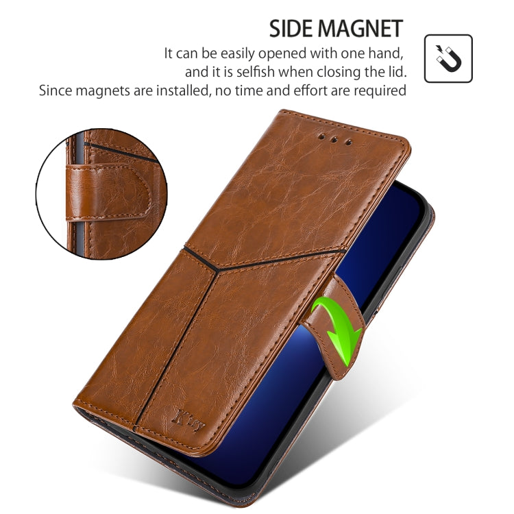 For Motorola Edge 5G 2024 Geometric Stitching Leather Phone Case(Light Brown) - Motorola Cases by buy2fix | Online Shopping UK | buy2fix