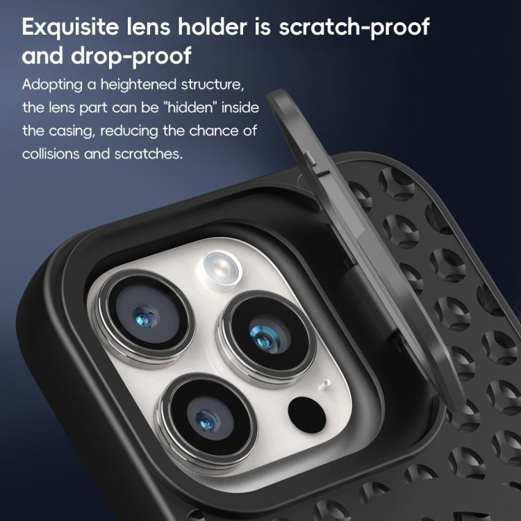 For iPhone 13 Pro Max Hollow Cooling Lens Holder MagSafe Magnetic TPU Phone Case(Black) - iPhone 13 Pro Max Cases by buy2fix | Online Shopping UK | buy2fix