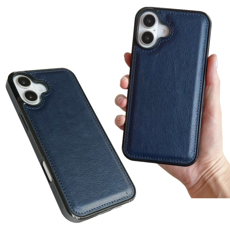 For iPhone 16 Plus Cowhide Texture Back Cover Phone Case(Royal Blue) - iPhone 16 Plus Cases by buy2fix | Online Shopping UK | buy2fix