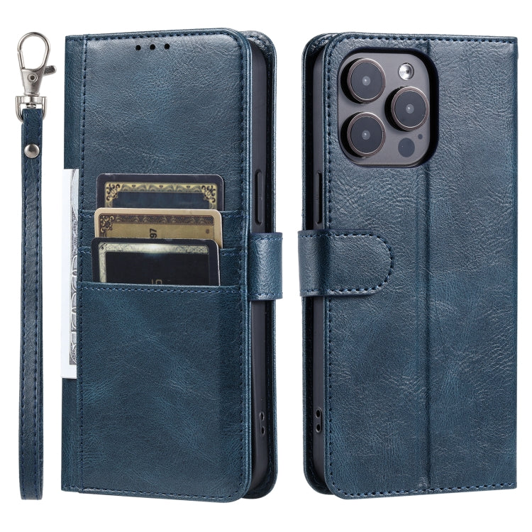 For iPhone 16 Pro Simple 6-Card Wallet Leather Phone Case(Navy Blue) - iPhone 16 Pro Cases by buy2fix | Online Shopping UK | buy2fix