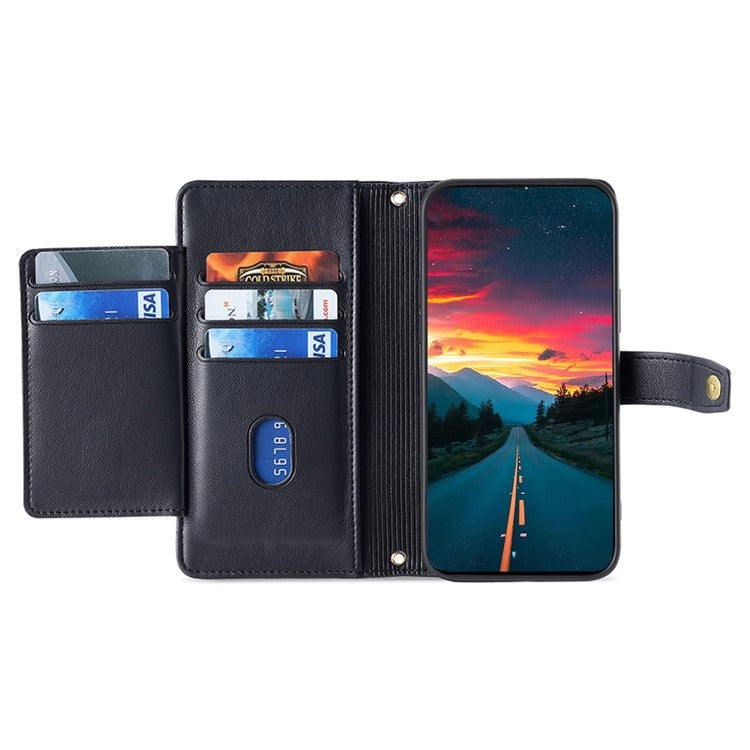 For Motorola Edge 5G 2024 Sheep Texture Cross-body Zipper Wallet Leather Phone Case(Black) - Motorola Cases by buy2fix | Online Shopping UK | buy2fix