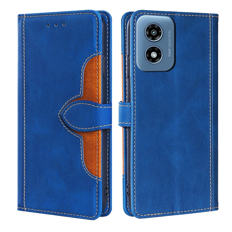 For Motorola Moto G Play 4G 2024 Skin Feel Magnetic Buckle Leather Phone Case(Blue) - Motorola Cases by buy2fix | Online Shopping UK | buy2fix