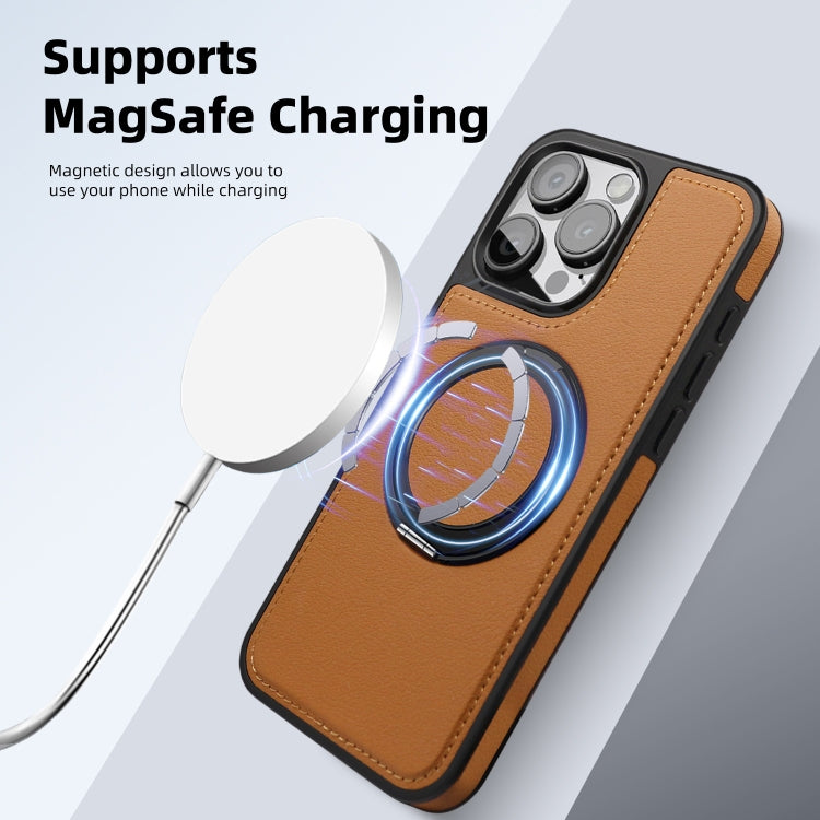 For iPhone 14 Pro Yashi 360 Degree Rotating MagSafe Bracket Phone Case(Brown) - iPhone 14 Pro Cases by buy2fix | Online Shopping UK | buy2fix