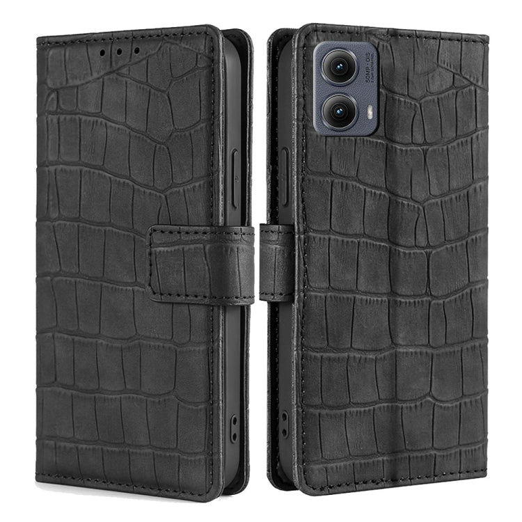 For Motorola Edge 5G 2024 Skin Feel Crocodile Magnetic Clasp Leather Phone Case(Black) - Motorola Cases by buy2fix | Online Shopping UK | buy2fix