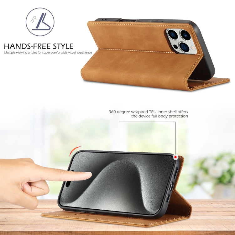 For iPhone 16 Pro Max LC.IMEEKE Strong Magnetism Microfiber Leather Phone Case(Brown) - iPhone 16 Pro Max Cases by LC.IMEEKE | Online Shopping UK | buy2fix