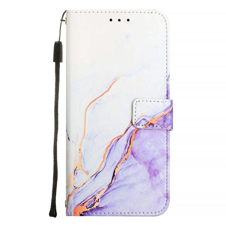 For OnePlus 12 5G Global PT003 Marble Pattern Flip Leather Phone Case(White Purple) - OnePlus Cases by buy2fix | Online Shopping UK | buy2fix