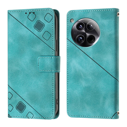 For OnePlus 12 5G Global Skin-feel Embossed Leather Phone Case(Green) - OnePlus Cases by buy2fix | Online Shopping UK | buy2fix