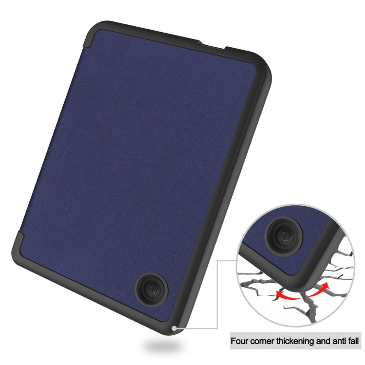 For KOBO Clara Colour 2024 / BW Solid Color Voltage Caster TPU Leather Smart Tablet Case(Dark Blue) - Others by buy2fix | Online Shopping UK | buy2fix