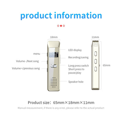 JNN Q7 Mini Portable Voice Recorder with OLED Screen, Memory:4GB(Gold) - Recording Pen by JNN | Online Shopping UK | buy2fix