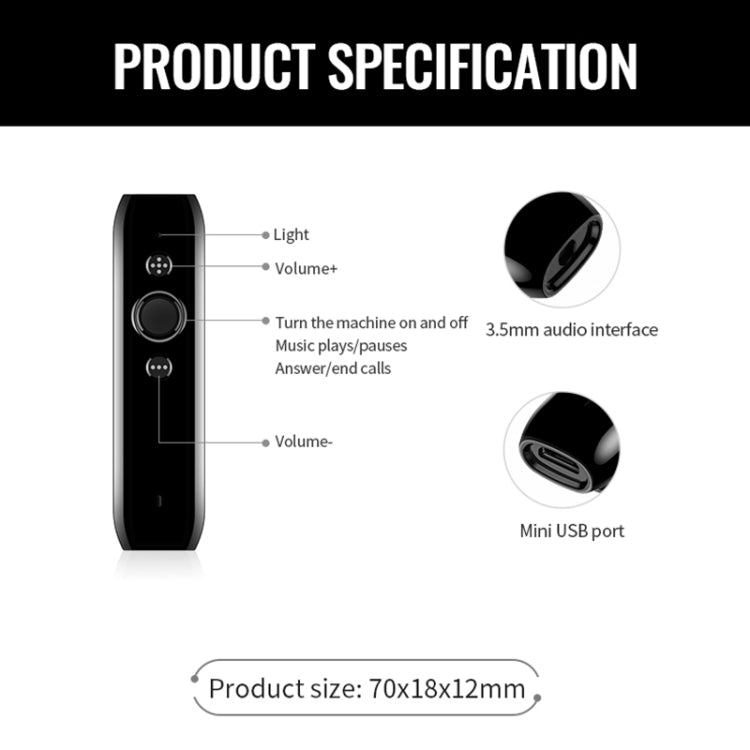 JNN L3 Bluetooth 4.2 Audio Receiver MP3 Player, Memory:16GB(Black) - Audio Receiver Transmitter by JNN | Online Shopping UK | buy2fix