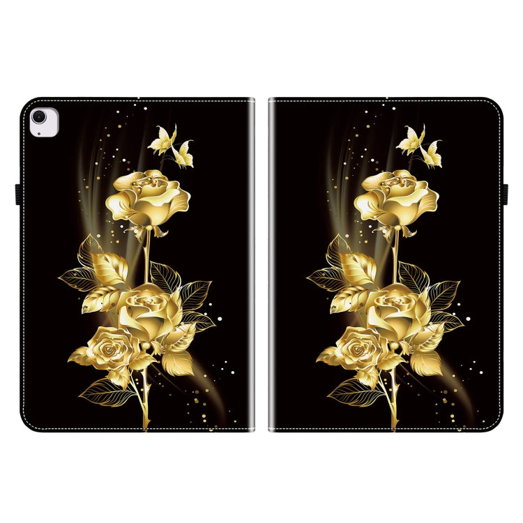 For iPad Air 13 2024 Crystal Texture Painted Leather Smart Tablet Case(Gold Butterfly Rose) - iPad Air 13 2024 Cases by buy2fix | Online Shopping UK | buy2fix